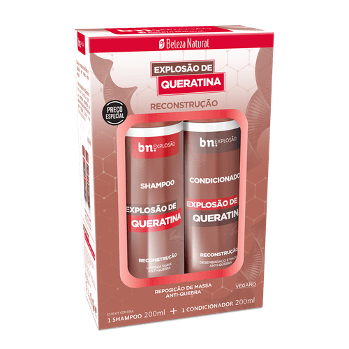 Kit Duo Shampoo 200ml + Condicionador 200ml Explosão de Queratina | bn.Cachos